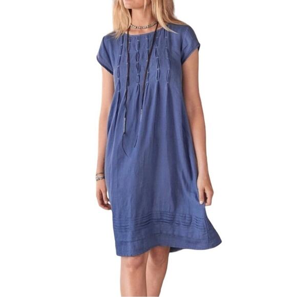 Sold! Sundance Womens Vic Day Blue 100% Linen Shift Dress Large - Picture 1 of 8